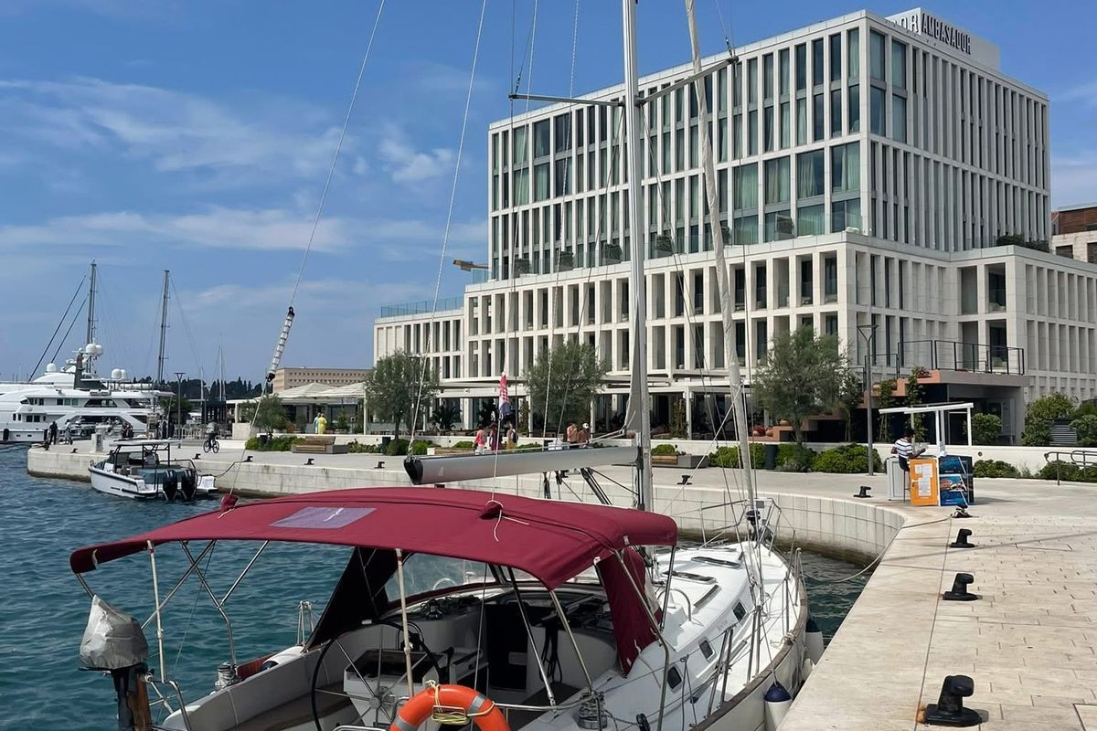 Exterior view of M&M, a Beneteau Oceanis 411 Celebration sailboat at Grad Omiš, Croatia