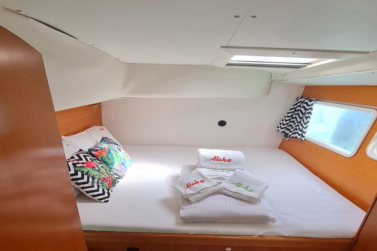 Cabin on Aloha, a Lagoon 410 S2 catamaran at Fethiye, Turkey