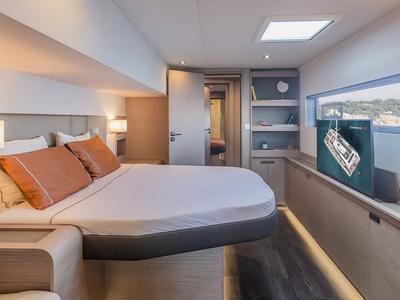 Cabin on Caffè di Sicilia, a Fountaine Pajot Samana 59 catamaran at Palermo, Italy