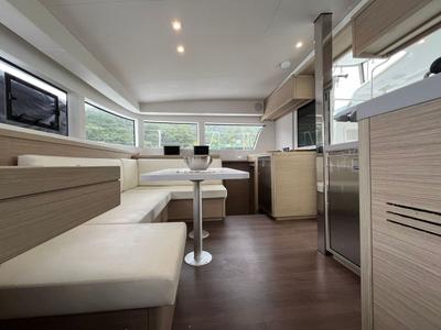 Salon of Balacobaco, a Lagoon 40 catamaran at Paraty, Brazil