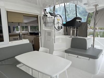 Deck of Balacobaco, a Lagoon 40 catamaran at Paraty, Brazil