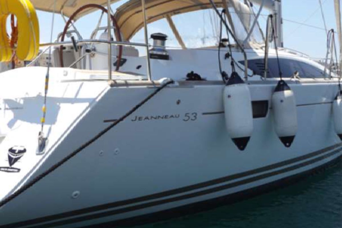 Exterior view of Big Fella Thanks, a Jeanneau 53 sailboat at Kalkara, Malta