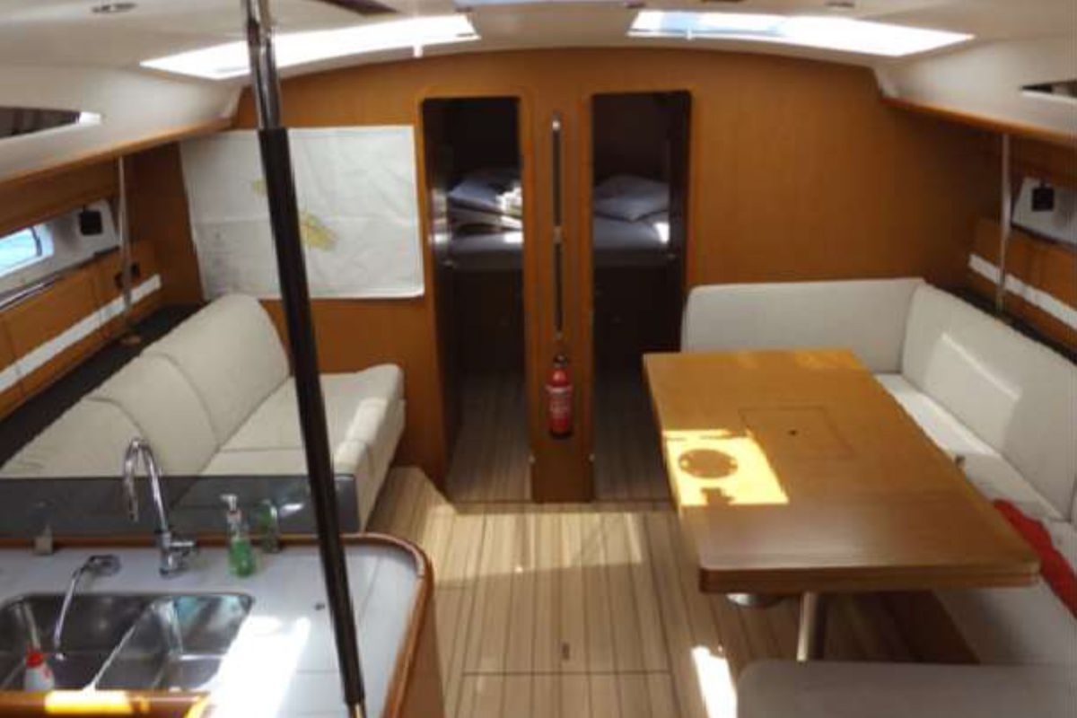 Salon of Big Fella Thanks, a Jeanneau 53 sailboat at Kalkara, Malta