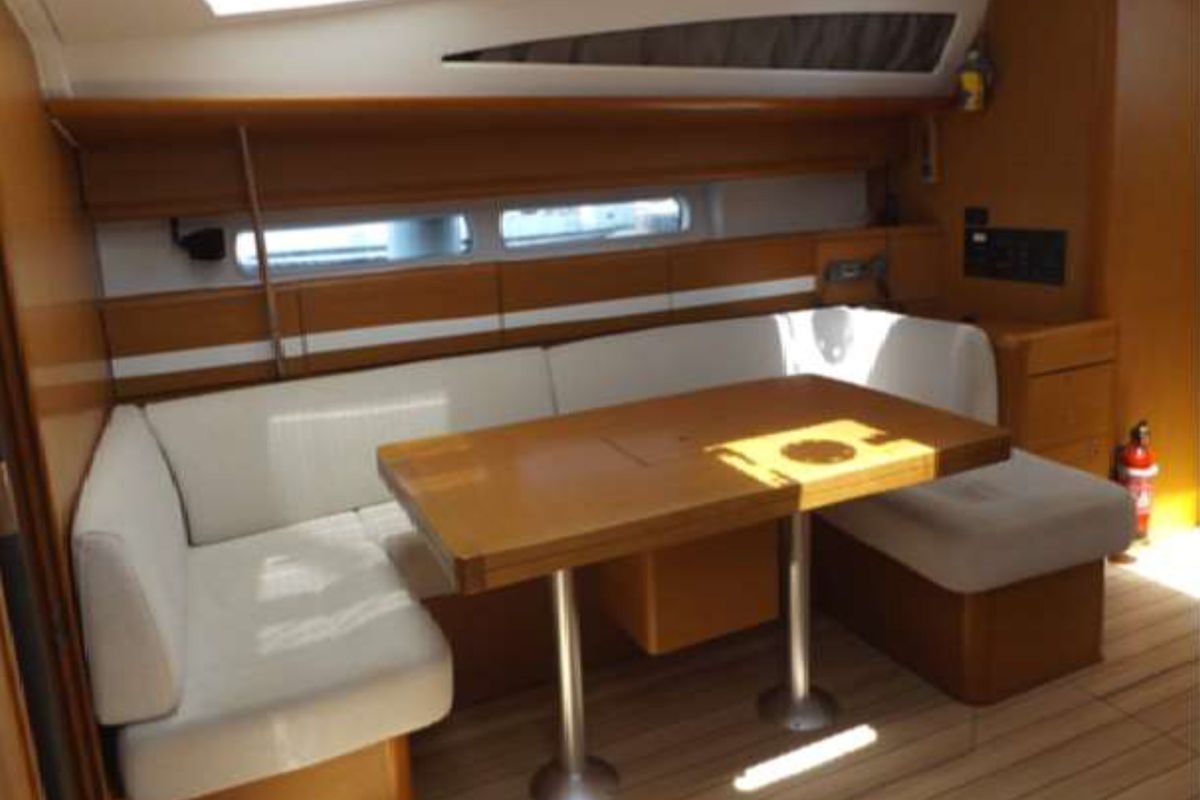 Salon of Big Fella Thanks, a Jeanneau 53 sailboat at Kalkara, Malta