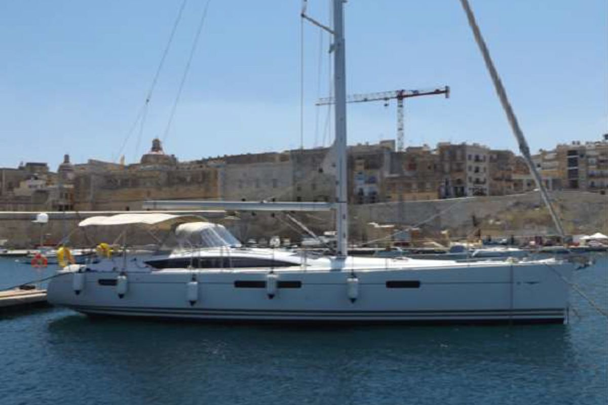 Exterior view of Big Fella Thanks, a Jeanneau 53 sailboat at Kalkara, Malta