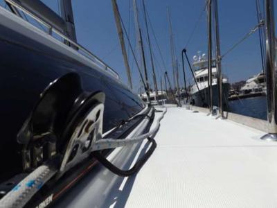 Deck of Big Fella Thanks, a Jeanneau 53 sailboat at Kalkara, Malta