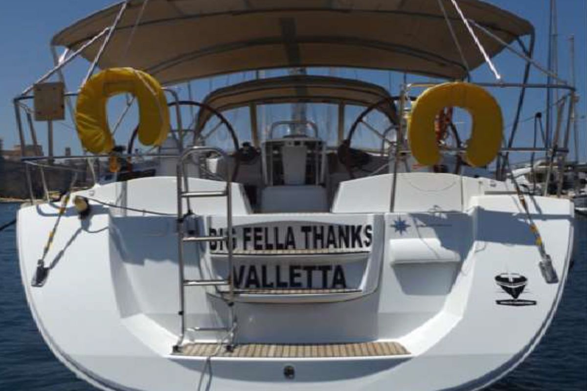 Exterior view of Big Fella Thanks, a Jeanneau 53 sailboat at Kalkara, Malta
