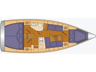 Floor plan of Nineteen, a Hanse Yachts Hanse 348 sailboat at Fisksätra, Sweden