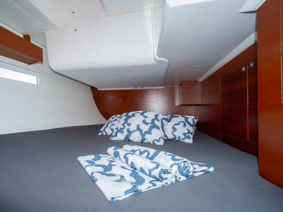 Cabin on Apus, a Dufour 412 Grand large sailboat at Grad Pula, Croatia