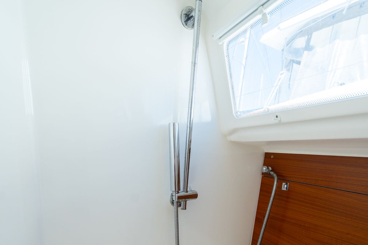 Head on Apus, a Dufour 412 Grand large sailboat at Grad Pula, Croatia