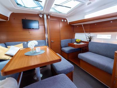 Salon of Apus, a Dufour 412 Grand large sailboat at Grad Pula, Croatia