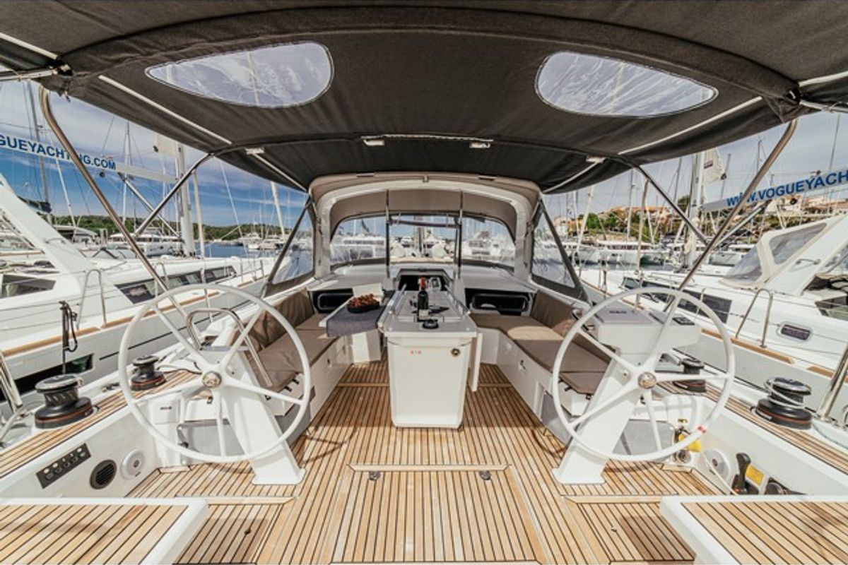 Cockpit of HERA, a Beneteau Oceanis 46.1 sailboat at Grad Šibenik, Croatia