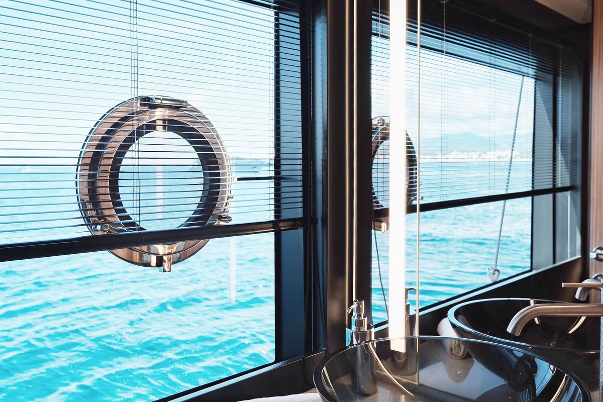 Head on Icona, a Riva 102 Corsaro Super yacht at Mandelieu-la-Napoule, France