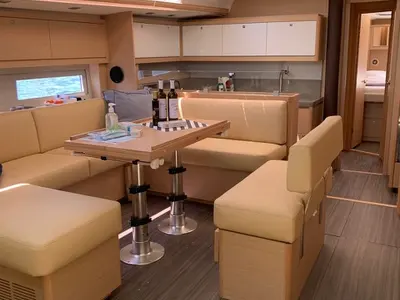 Salon of Princess Leia, a Dufour 530 sailboat at Lavreotiki Municipal Unit, Greece