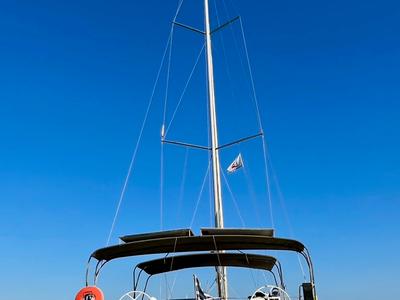 Deck of Princess Leia, a Dufour 530 sailboat at Lavreotiki Municipal Unit, Greece