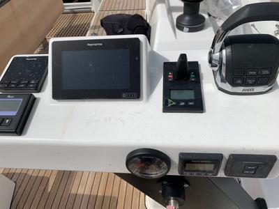 Cockpit of Princess Leia, a Dufour 530 sailboat at Lavreotiki Municipal Unit, Greece