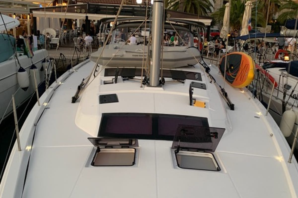 Princess Leia, a Dufour 530 sailboat at Lavreotiki Municipal Unit, Greece
