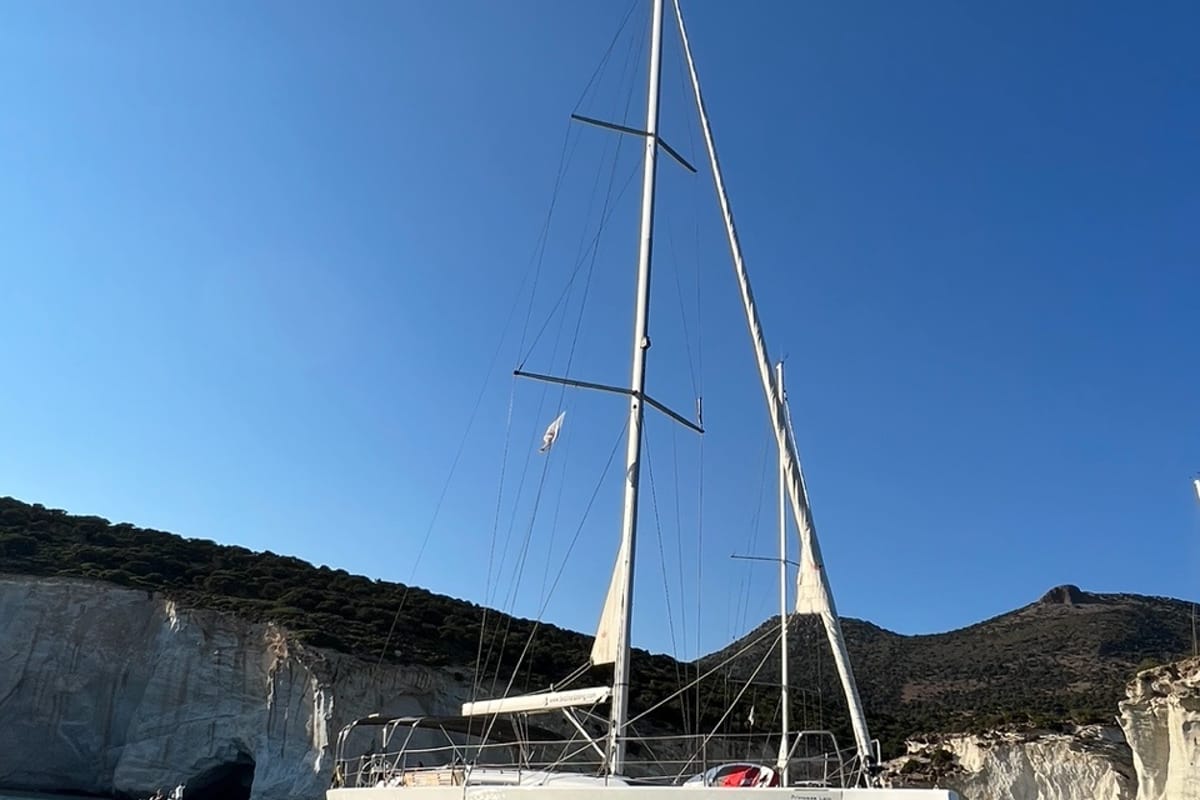 Princess Leia, a Dufour 530 sailboat at Lavreotiki Municipal Unit, Greece