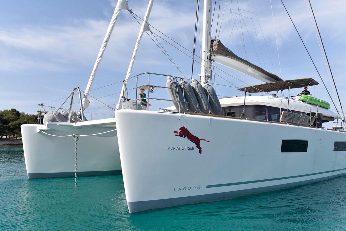 Exterior view of Adriatic Tiger, a Lagoon 620 catamaran at Split, Croatia