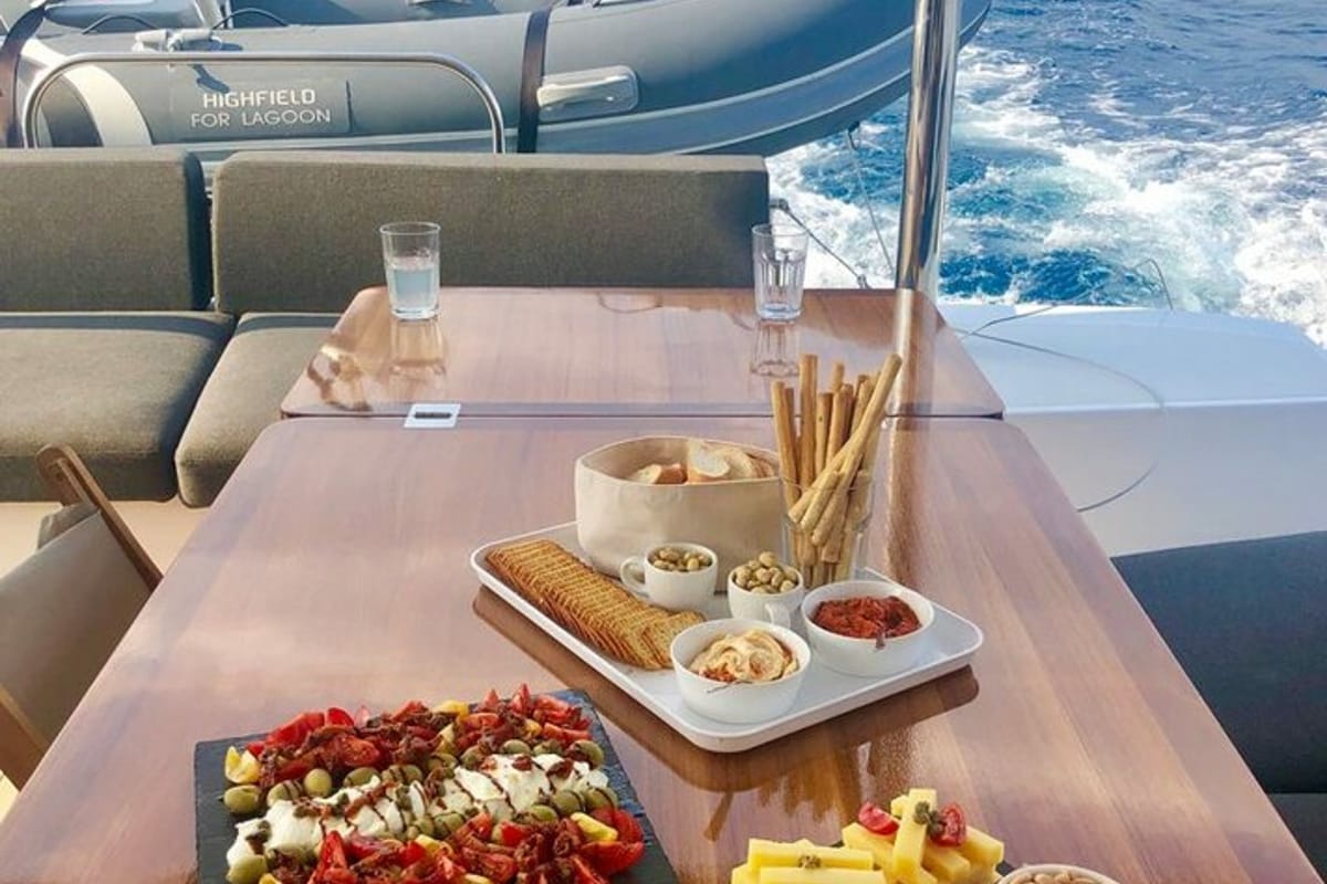 Deck of Adriatic Tiger, a Lagoon 620 catamaran at Split, Croatia