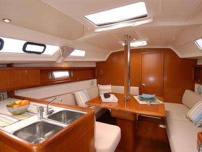Galley of Seneca, a Beneteau Oceanis 34 sailboat at Roses, Spain