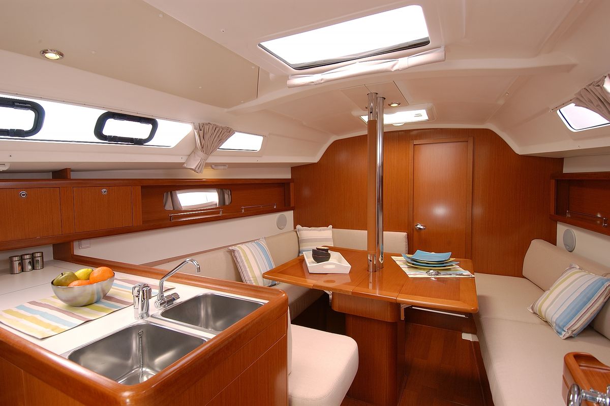 Galley of Seneca, a Beneteau Oceanis 34 sailboat at Roses, Spain