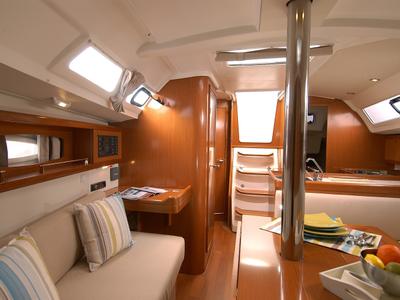 Salon of Seneca, a Beneteau Oceanis 34 sailboat at Roses, Spain