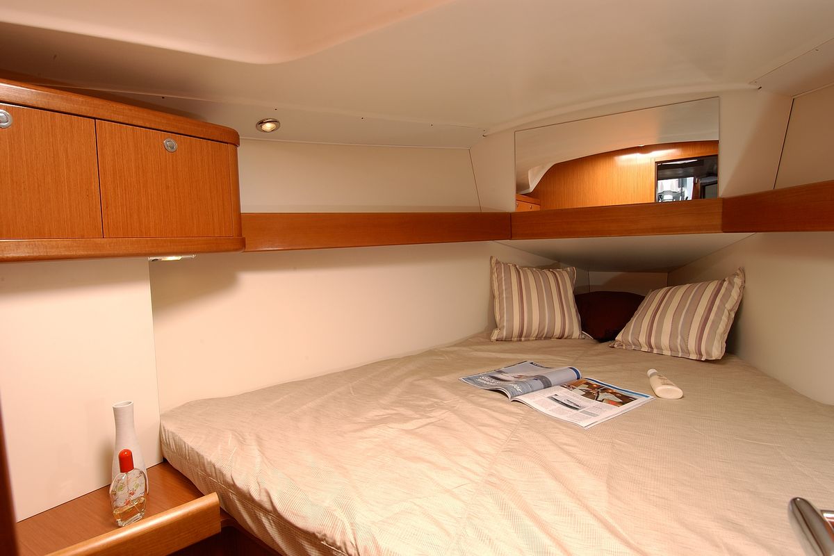 Cabin on Seneca, a Beneteau Oceanis 34 sailboat at Roses, Spain