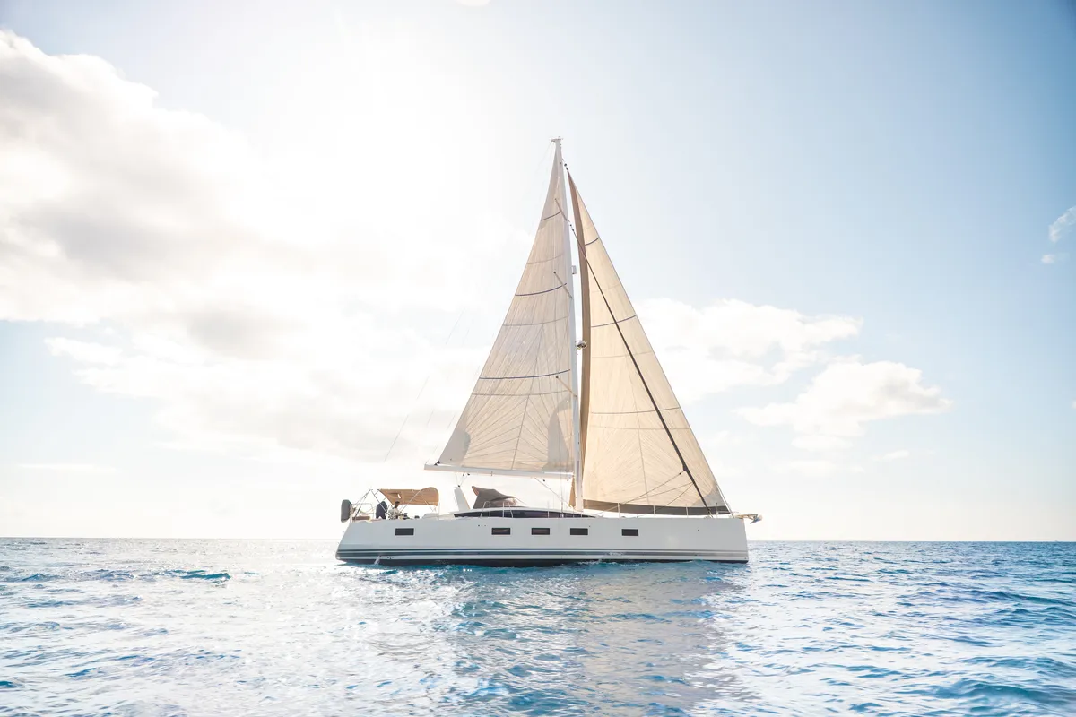 Exterior view of Golden Slumbers, a Jeanneau 64 sailboat at Lavreotiki Municipal Unit, Greece
