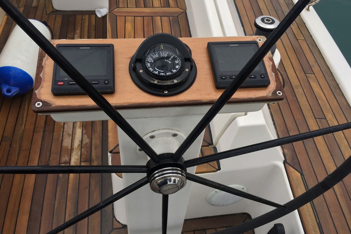 Cockpit of BROMBONERO, a D&D Kufner 54 sailboat at Grad Trogir, Croatia