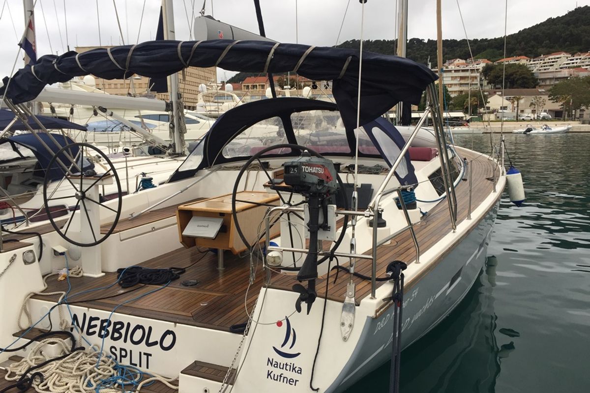 Exterior view of BROMBONERO, a D&D Kufner 54 sailboat at Grad Trogir, Croatia