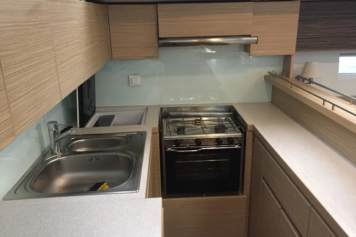 Galley of BROMBONERO, a D&D Kufner 54 sailboat at Grad Trogir, Croatia