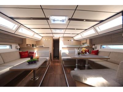 Salon of BROMBONERO, a D&D Kufner 54 sailboat at Grad Trogir, Croatia