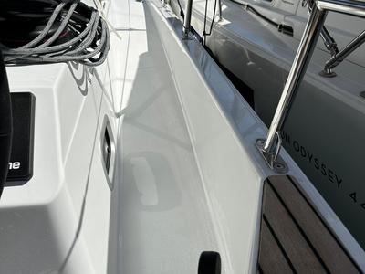 Deck of Bobo, a Jeanneau Sun Odyssey 410 sailboat at Dubrovnik, Croatia
