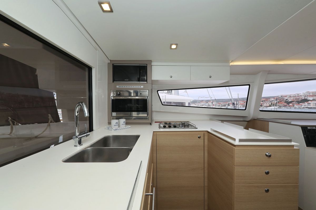 Galley of Pandora V, a Bali 4.5 catamaran at Općina Rogoznica, Croatia