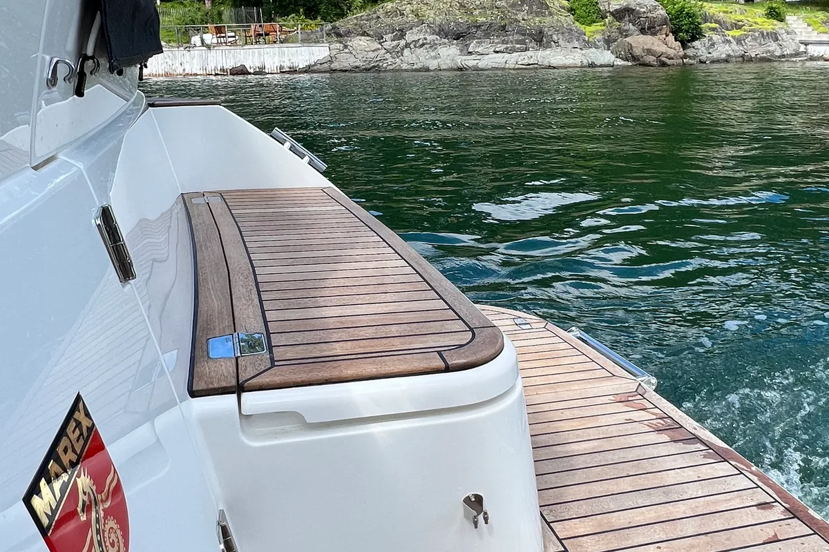 Pepper, a Marex 310 Sun Cruiser motorboat at Corfu, Greece