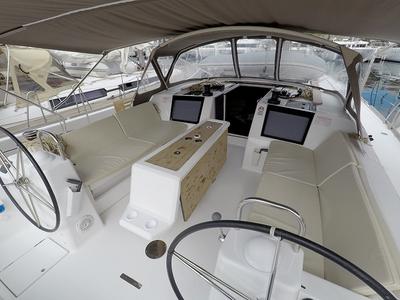 Cockpit of Almar, a Dufour 460 GL sailboat at Grad Šibenik, Croatia