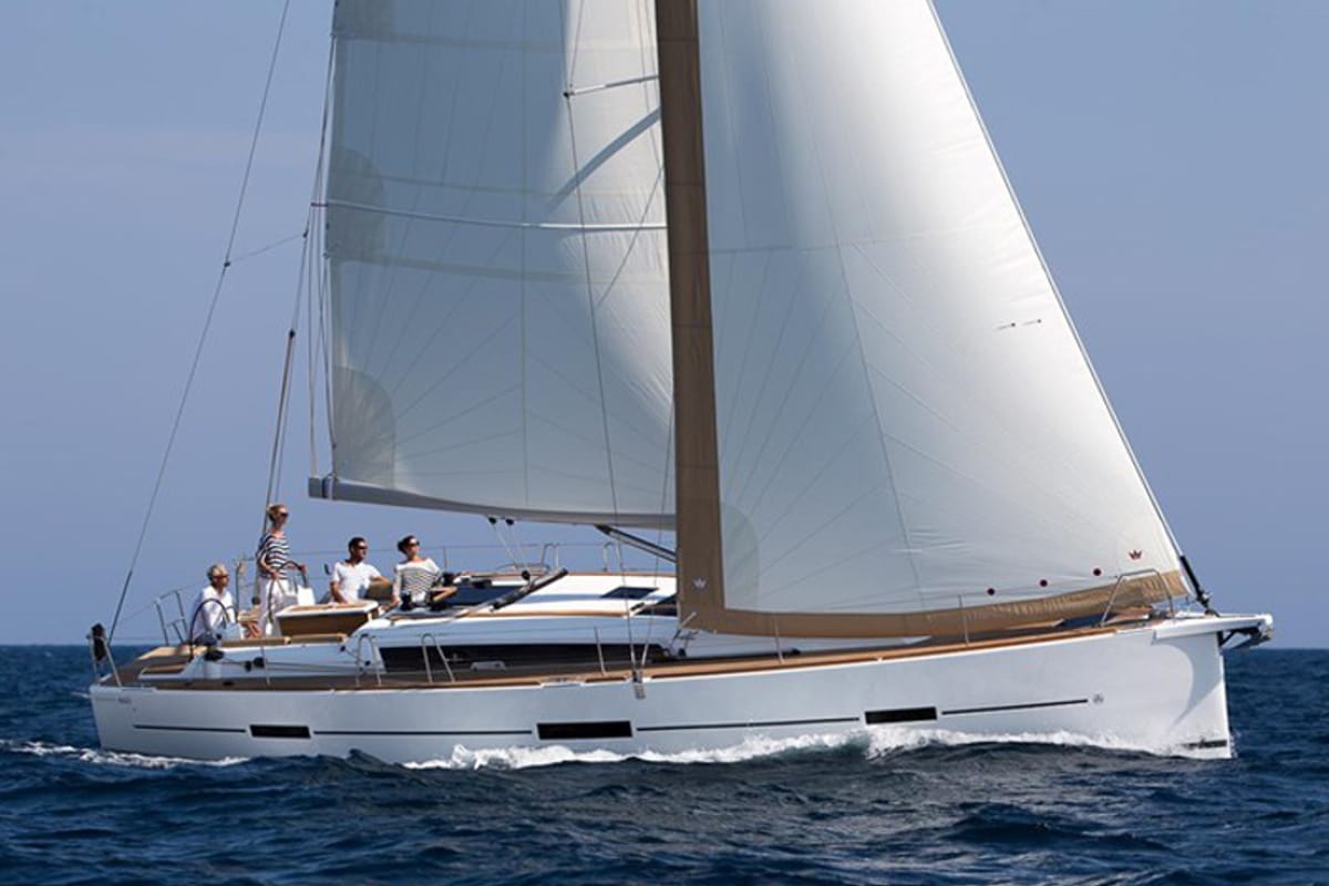 Exterior view of Almar, a Dufour 460 GL sailboat at Grad Šibenik, Croatia