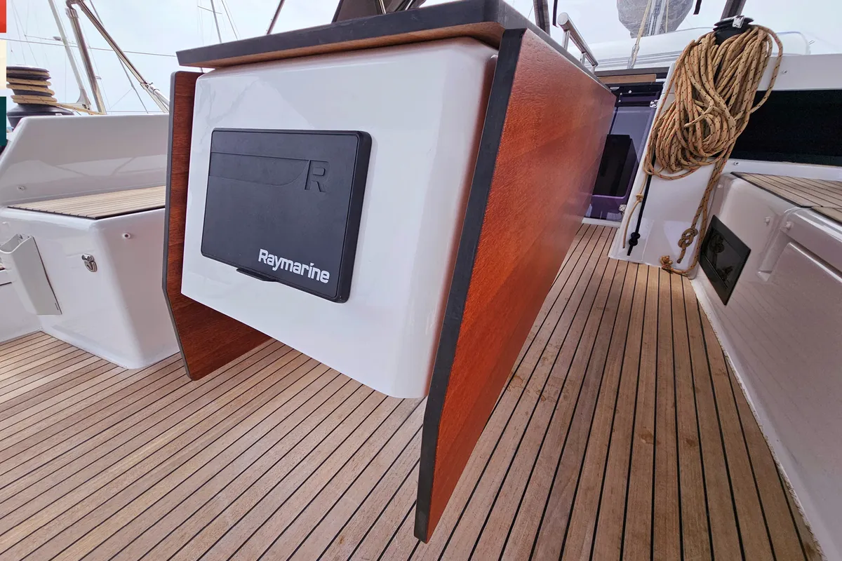Deck of Toccata, a Dufour 470 sailboat at Općina Rogoznica, Croatia