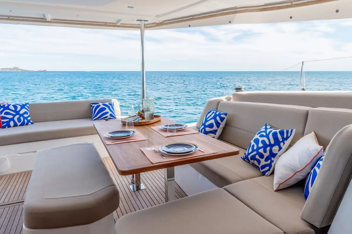 Deck of NN, a Fountaine Pajot New 44 catamaran at Grad Pula, Croatia
