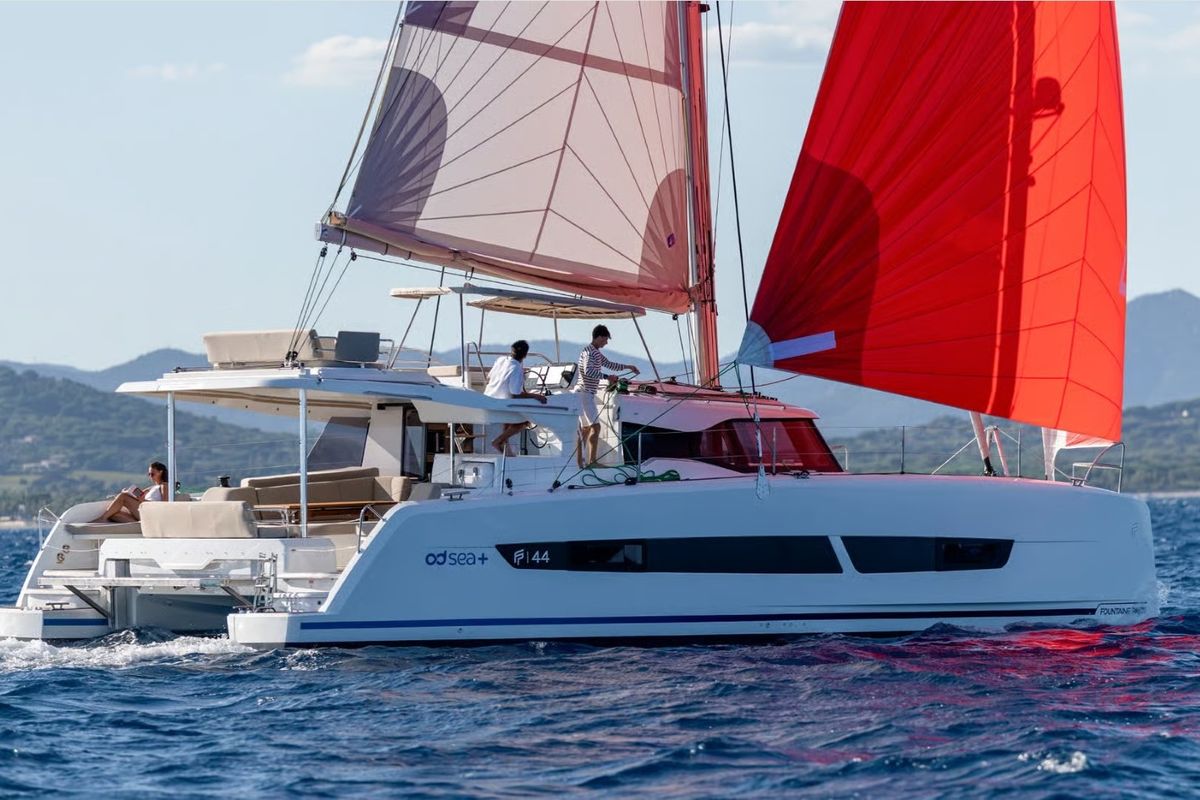 Exterior view of NN, a Fountaine Pajot New 44 catamaran at Grad Pula, Croatia