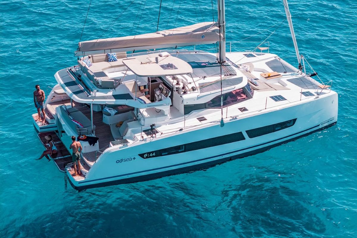 Exterior view of NN, a Fountaine Pajot New 44 catamaran at Grad Pula, Croatia