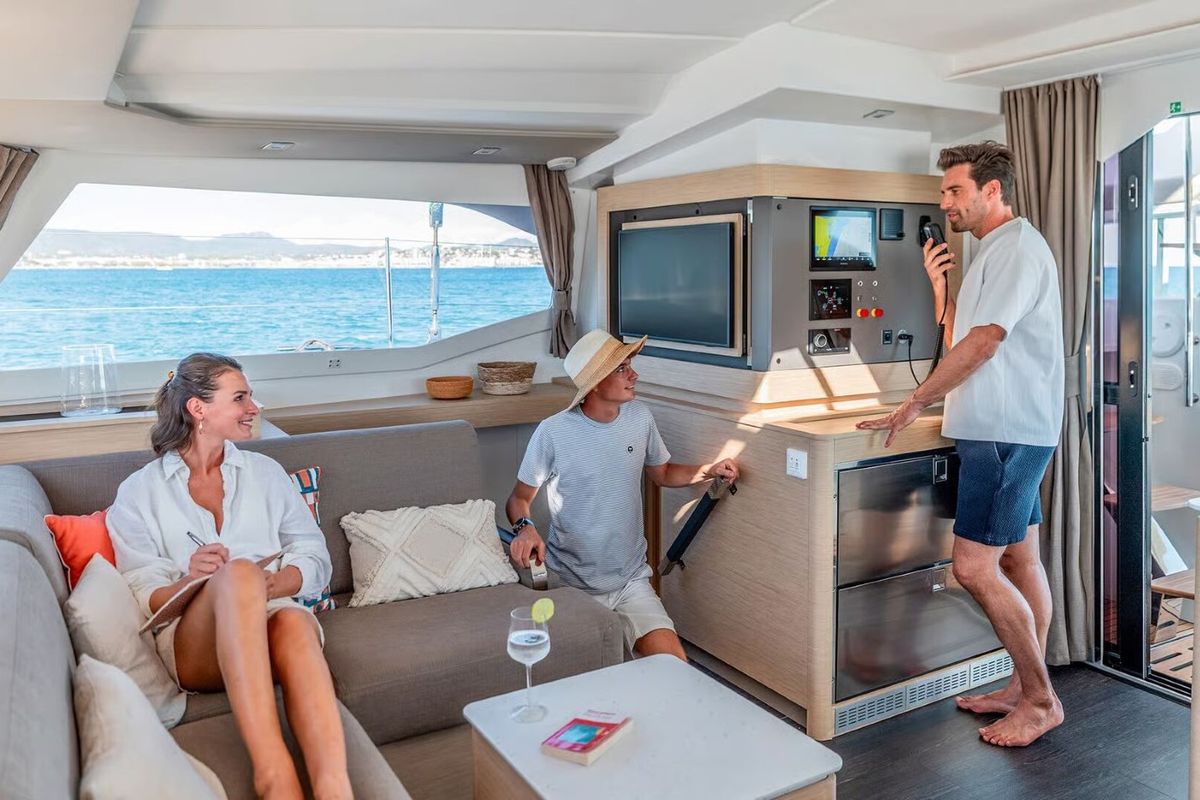 Salon of NN, a Fountaine Pajot New 44 catamaran at Grad Pula, Croatia