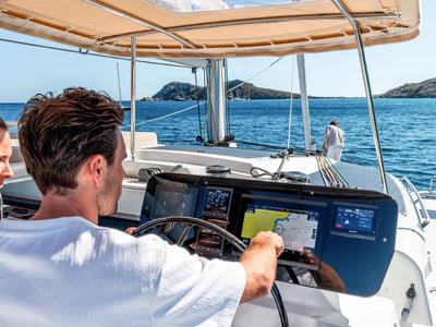 Cockpit of NN, a Fountaine Pajot New 44 catamaran at Grad Pula, Croatia