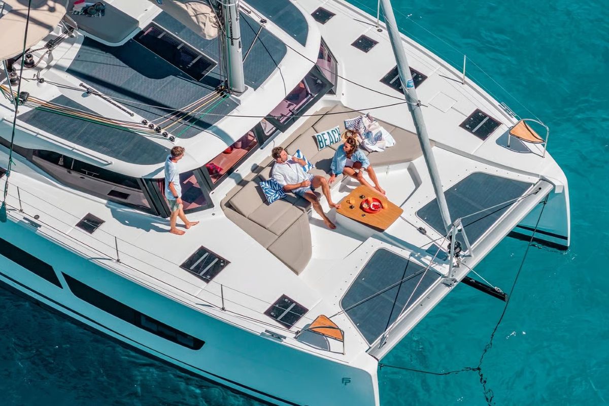 Deck of NN, a Fountaine Pajot New 44 catamaran at Grad Pula, Croatia