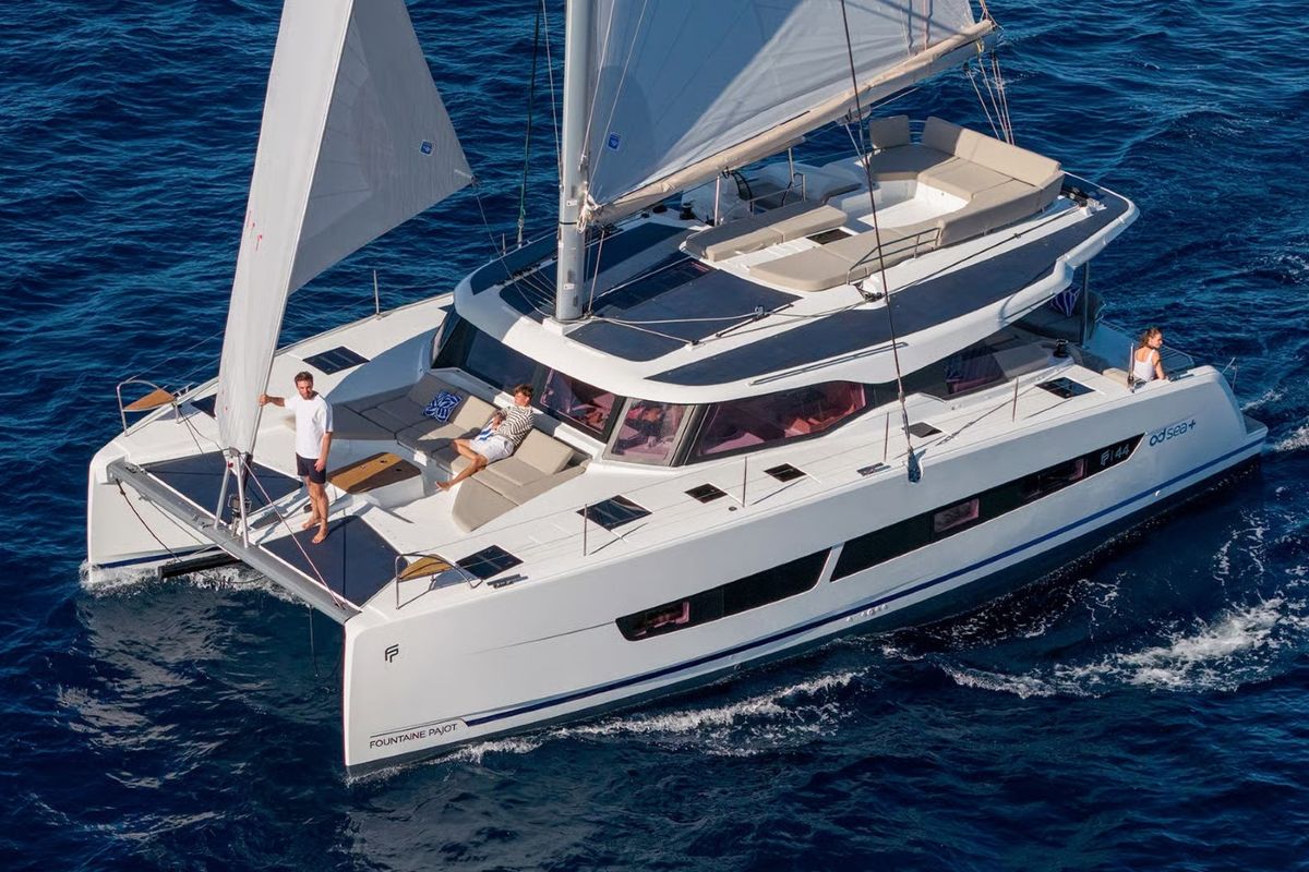 Exterior view of NN, a Fountaine Pajot New 44 catamaran at Grad Pula, Croatia