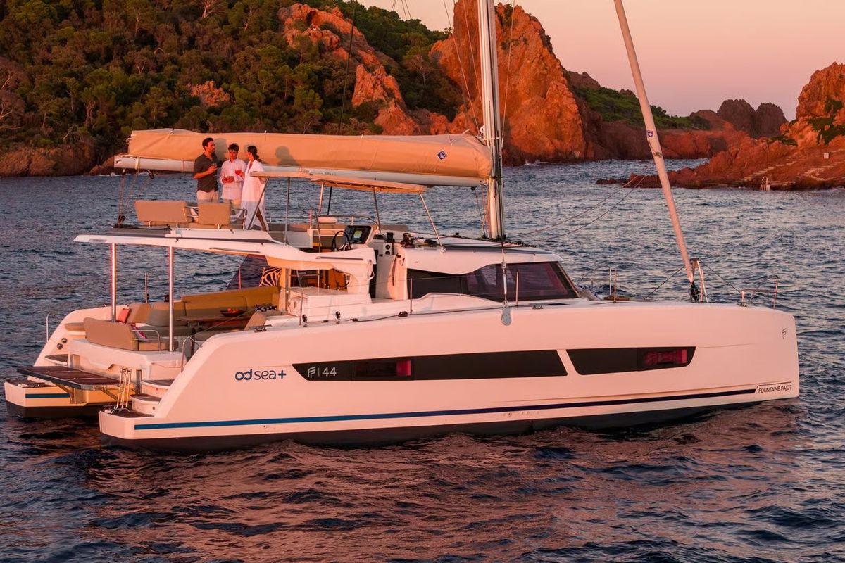 Exterior view of NN, a Fountaine Pajot New 44 catamaran at Grad Pula, Croatia