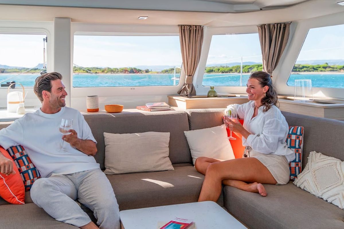 Salon of NN, a Fountaine Pajot New 44 catamaran at Grad Pula, Croatia