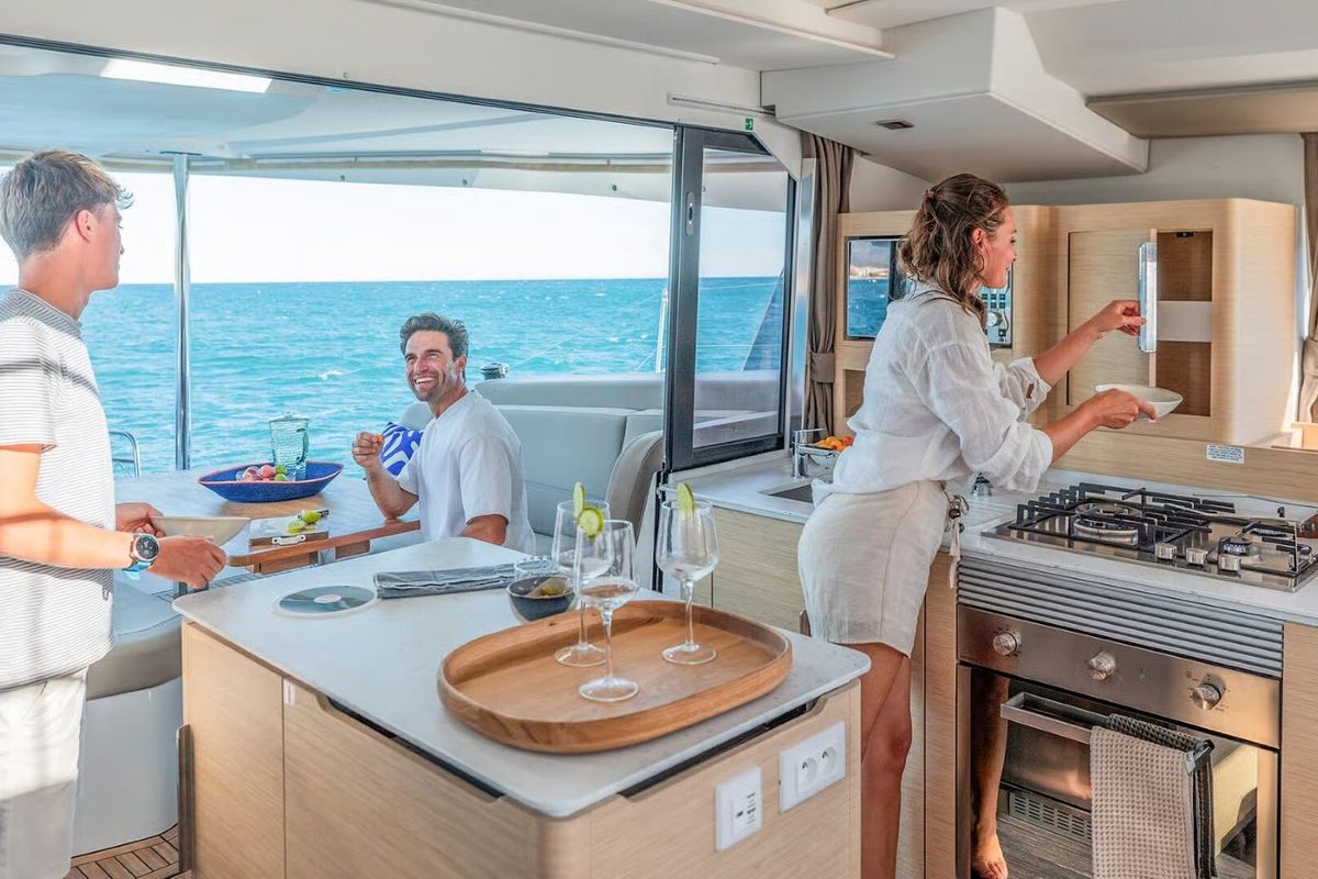 Galley of NN, a Fountaine Pajot New 44 catamaran at Grad Pula, Croatia