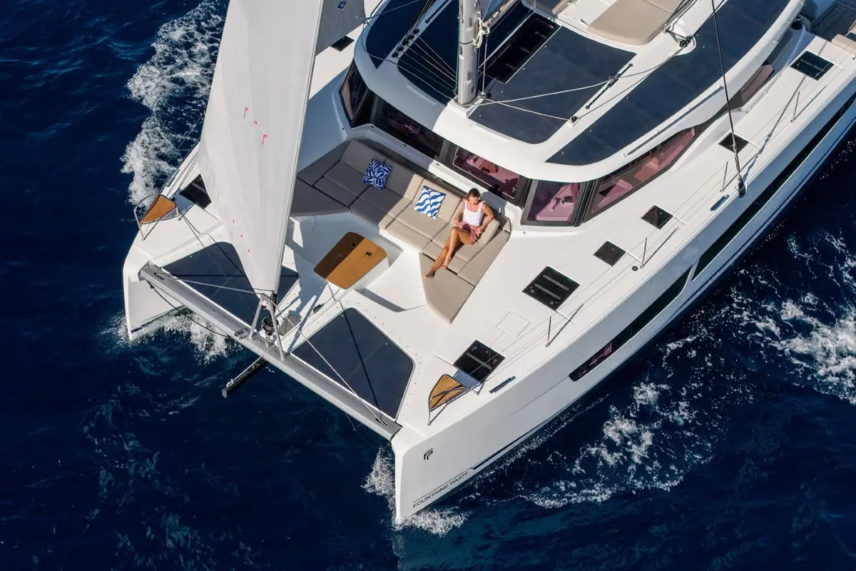 Exterior view of NN, a Fountaine Pajot New 44 catamaran at Grad Pula, Croatia